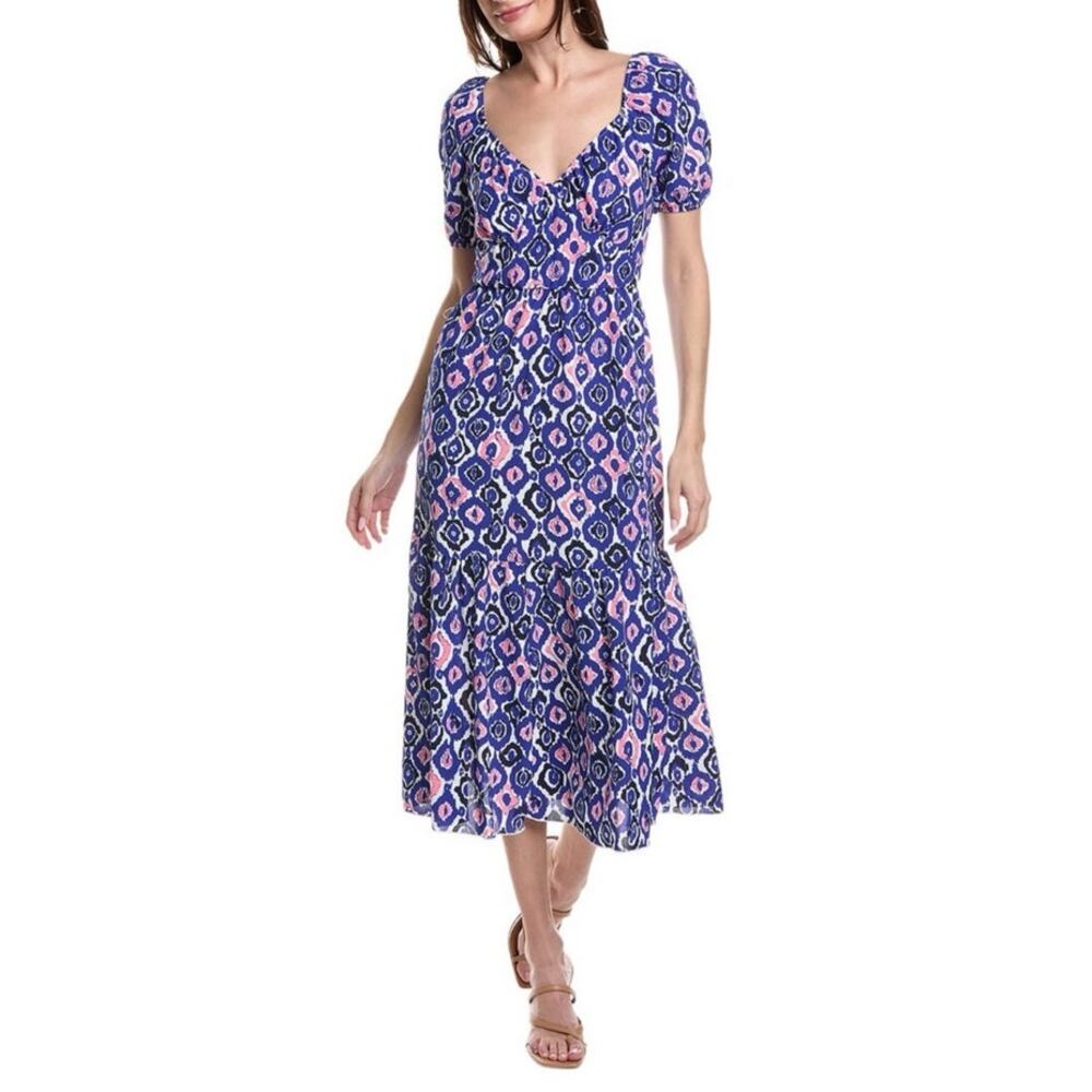 Tash + Sophie‎ Maxi Dress L NWT Puff Sleeve Boho Print Smocked Waist Cottagecore